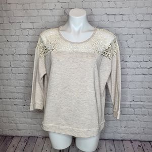 Celebrity Pink Tan Crochet Top Size L
